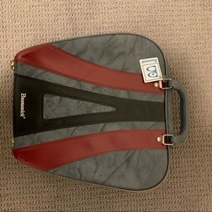 Vintage gray and red bowling bag